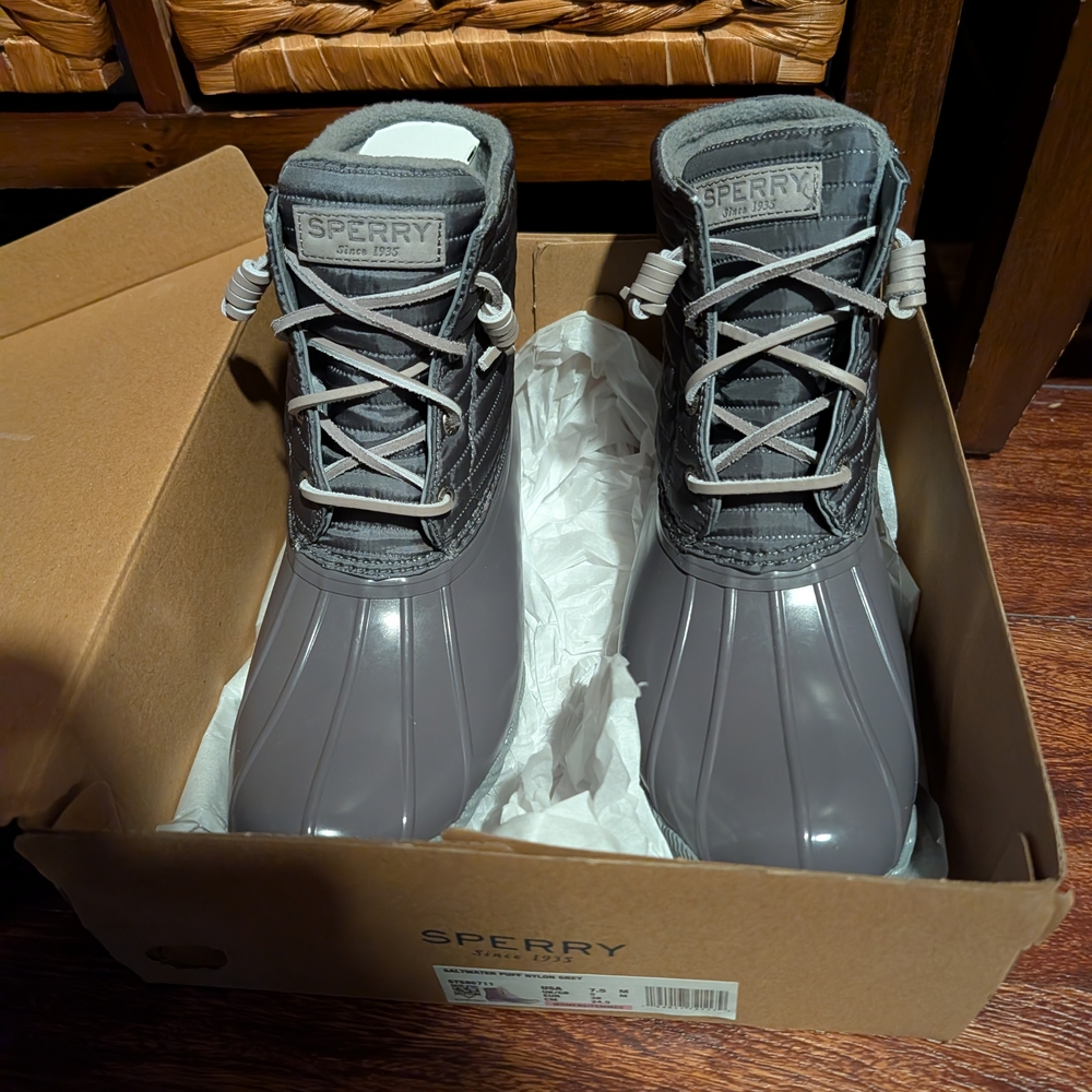 Sperry Saltwater Puff Nylon Boots - Gray
